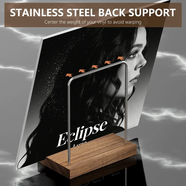 Alt view image 4 of 7 - Now Playing Vinyl Record Stand, Vinyl Display Holder for Albums and LP Storage, Holds any Size Records (Walnut)