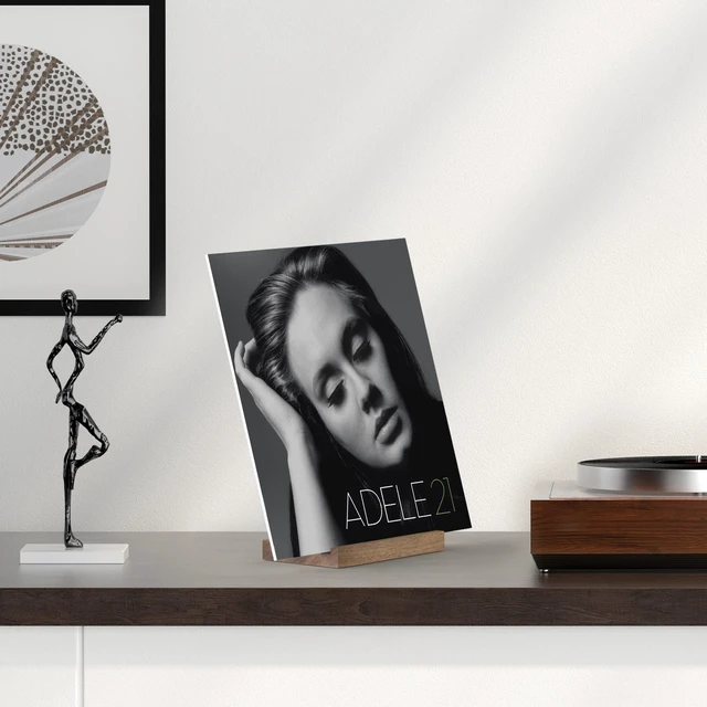 Alt view image 5 of 7 - Now Playing Vinyl Record Stand, Vinyl Display Holder for Albums and LP Storage, Holds any Size Records (Walnut)
