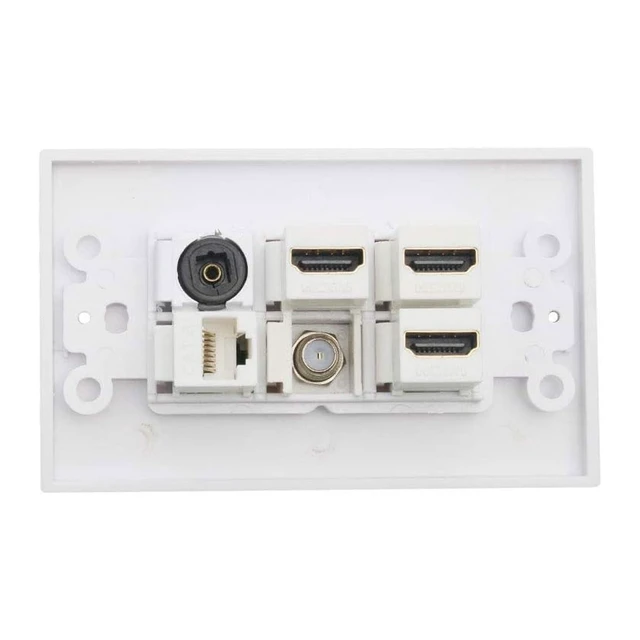 Alt view image 4 of 5 - HDMI Optical Audio Wall Plate Fiber Toslink Wallplate 2 Pack HDMI CAT6 Ethernet Coax TV F Type Keystone Jack
