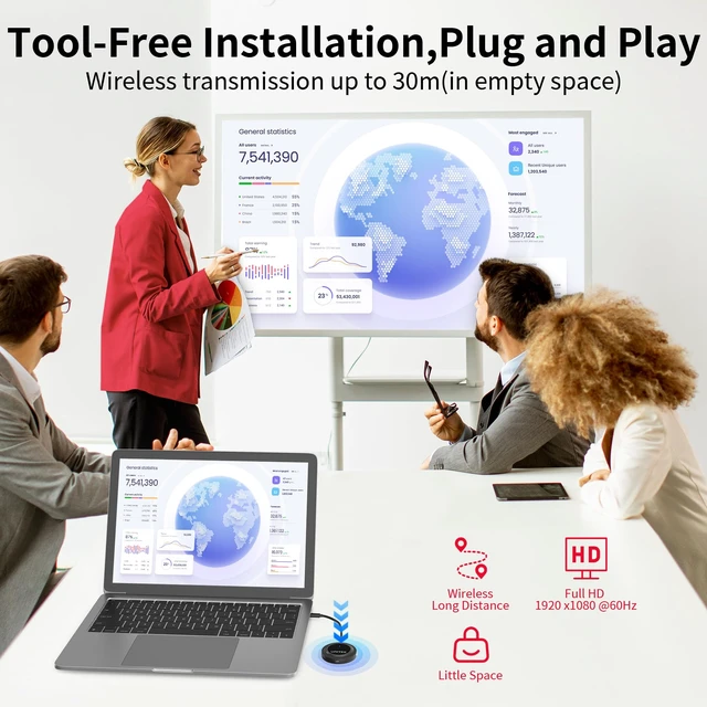 Alt view image 4 of 7 - USB C Wireless HDMI Display Dongle Adapter with PD3.0 Charging Port Portable USB C Wireless Mirroring Transmitter Stream Video to Monitor Projector for TV Phone Laptop iOS Android Windows