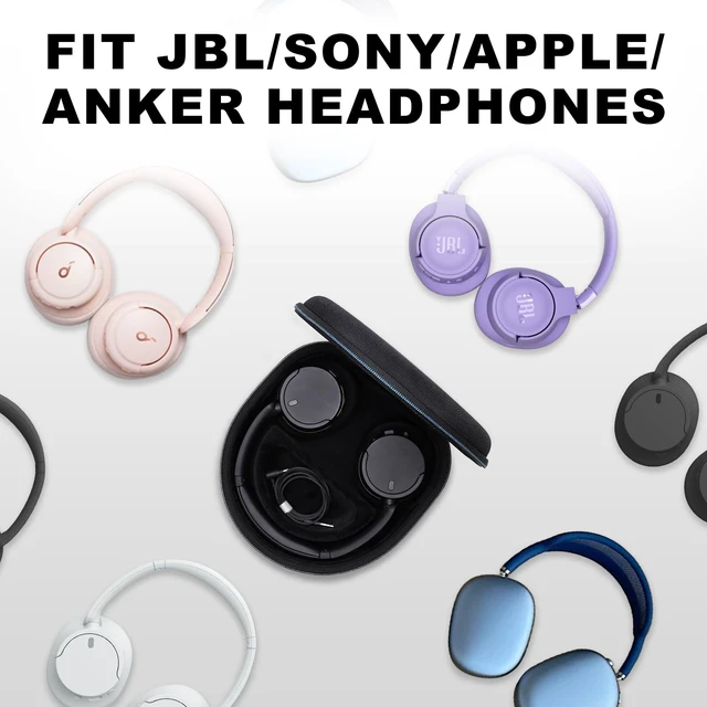 Alt view image 2 of 7 - Large Headphone Case, Black Compatible with JBL Tune/Live 720BT/730BT/770NC/780NC, Bose, Sony, Skullcandy, KVIDIO, TOZO, BERIBES, Soundcore Headphones