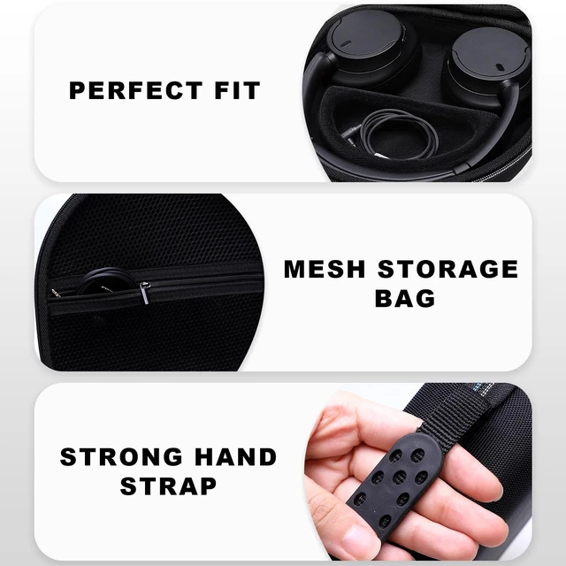 Alt view image 3 of 7 - Large Headphone Case, Black Compatible with JBL Tune/Live 720BT/730BT/770NC/780NC, Bose, Sony, Skullcandy, KVIDIO, TOZO, BERIBES, Soundcore Headphones