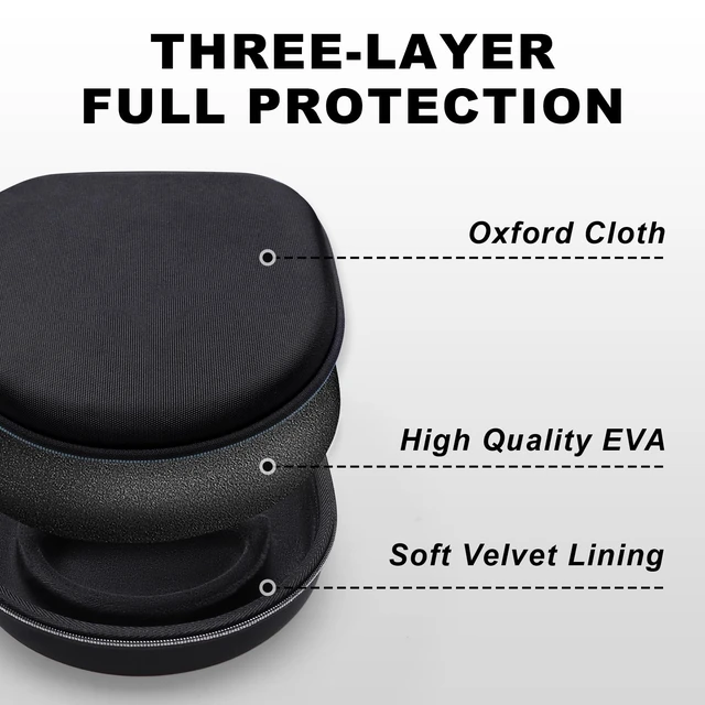 Alt view image 5 of 7 - Large Headphone Case, Black Compatible with JBL Tune/Live 720BT/730BT/770NC/780NC, Bose, Sony, Skullcandy, KVIDIO, TOZO, BERIBES, Soundcore Headphones