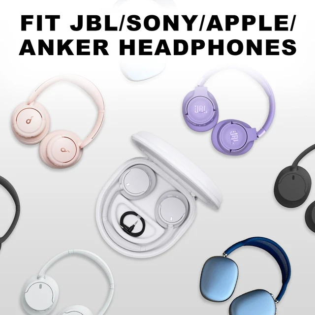 Alt view image 2 of 7 - Large Headphone Case, White Compatible with JBL Tune/Live 720BT/730BT/770NC/780NC, Bose, Sony, Skullcandy, KVIDIO, TOZO, BERIBES, Soundcore Headphones
