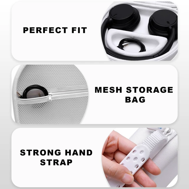 Alt view image 3 of 7 - Large Headphone Case, White Compatible with JBL Tune/Live 720BT/730BT/770NC/780NC, Bose, Sony, Skullcandy, KVIDIO, TOZO, BERIBES, Soundcore Headphones