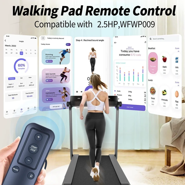 Alt view image 5 of 7 - Replacement Remote for WELLFIT WFWP009 Gkyet GKTR001 Walking Pad Treadmill