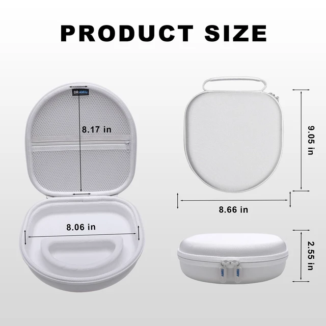 Alt view image 4 of 7 - Large Headphone Case, White Compatible with JBL Tune/Live 720BT/730BT/770NC/780NC, Bose, Sony, Skullcandy, KVIDIO, TOZO, BERIBES, Soundcore Headphones