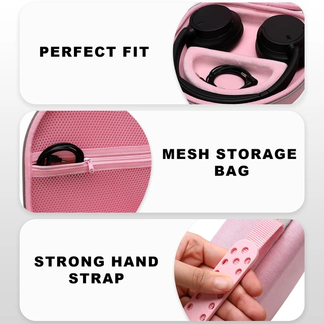Alt view image 3 of 7 - Large Headphone Case, Pink Compatible with JBL Tune/Live 720BT/730BT/770NC/780NC, Bose, Sony, Skullcandy, KVIDIO, TOZO, BERIBES, Soundcore Headphones