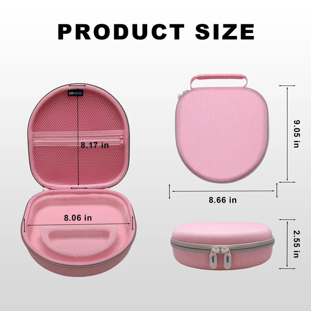 Alt view image 4 of 7 - Large Headphone Case, Pink Compatible with JBL Tune/Live 720BT/730BT/770NC/780NC, Bose, Sony, Skullcandy, KVIDIO, TOZO, BERIBES, Soundcore Headphones