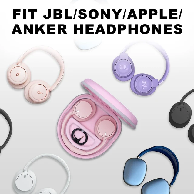 Alt view image 2 of 7 - Large Headphone Case, Pink Compatible with JBL Tune/Live 720BT/730BT/770NC/780NC, Bose, Sony, Skullcandy, KVIDIO, TOZO, BERIBES, Soundcore Headphones