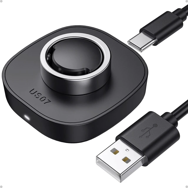 Main image of Travel-Friendly Smart Ring Charger, Compatible with Ring Gen3 Charger Size 7, Fast and Safe Charging with USB-C Cable (Black) - Essential for Smart Ring Users