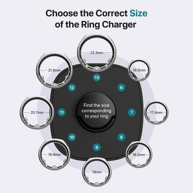 Alt view image 2 of 6 - Travel-Friendly Smart Ring Charger, Compatible with Ring Gen3 Charger Size 7, Fast and Safe Charging with USB-C Cable (Black) - Essential for Smart Ring Users