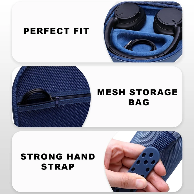 Alt view image 3 of 7 - Large Headphone Case, Blue Compatible with JBL Tune/Live 720BT/730BT/770NC/780NC, Bose, Sony, Skullcandy, KVIDIO, TOZO, BERIBES, Soundcore Headphones