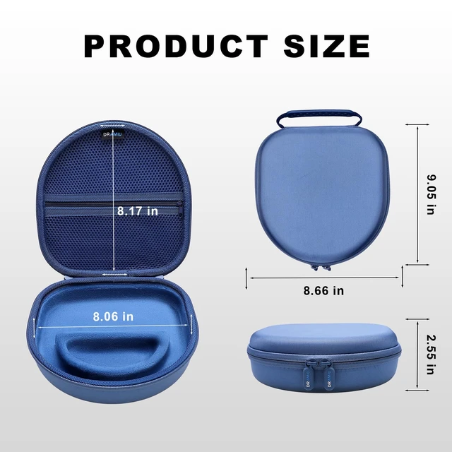 Alt view image 4 of 7 - Large Headphone Case, Blue Compatible with JBL Tune/Live 720BT/730BT/770NC/780NC, Bose, Sony, Skullcandy, KVIDIO, TOZO, BERIBES, Soundcore Headphones
