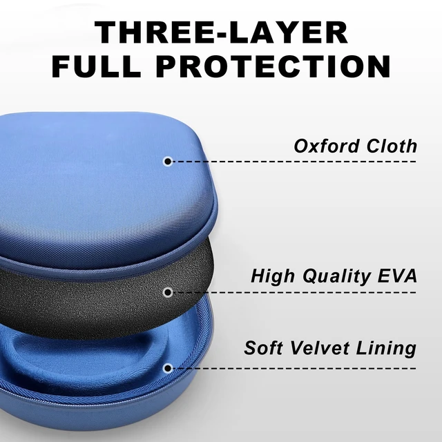 Alt view image 5 of 7 - Large Headphone Case, Blue Compatible with JBL Tune/Live 720BT/730BT/770NC/780NC, Bose, Sony, Skullcandy, KVIDIO, TOZO, BERIBES, Soundcore Headphones