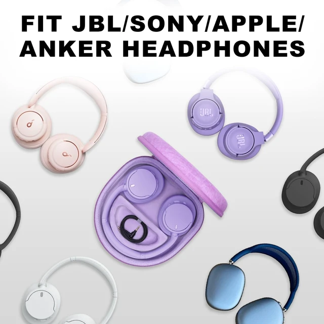 Alt view image 2 of 7 - Large Headphone Case, Purple Compatible with JBL Tune/Live 720BT/730BT/770NC/780NC, Bose, Sony, Skullcandy, KVIDIO, TOZO, BERIBES, Soundcore Headphones