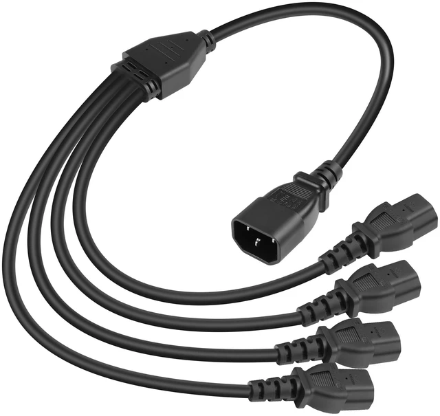 Main image of 60cm UPS Server IEC 320 C14 to 4X IEC 320 C13 Y Splitter Extension Power Cable (1 to 4)