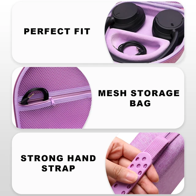 Alt view image 3 of 7 - Large Headphone Case, Purple Compatible with JBL Tune/Live 720BT/730BT/770NC/780NC, Bose, Sony, Skullcandy, KVIDIO, TOZO, BERIBES, Soundcore Headphones