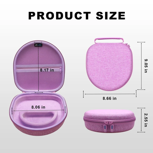 Alt view image 4 of 7 - Large Headphone Case, Purple Compatible with JBL Tune/Live 720BT/730BT/770NC/780NC, Bose, Sony, Skullcandy, KVIDIO, TOZO, BERIBES, Soundcore Headphones