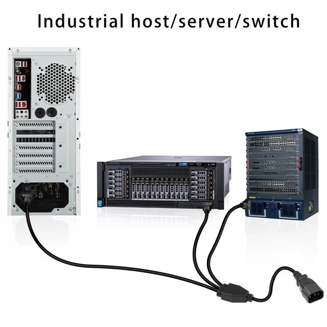 Alt view image 4 of 7 - 60cm UPS Server IEC 320 C14 to 4X IEC 320 C13 Y Splitter Extension Power Cable (1 to 4)