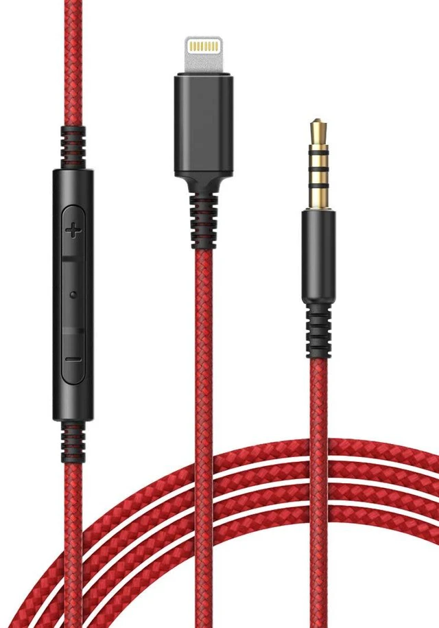 Main image of (Apple MFi Certified) Replacement Headphone Cable with iPhone Lightning Connector (3.5mm) Audio Aux Cord with Mic & Volume Control Remote (Compatible with Beats/Sony/Sennheiser and Audio Tech)