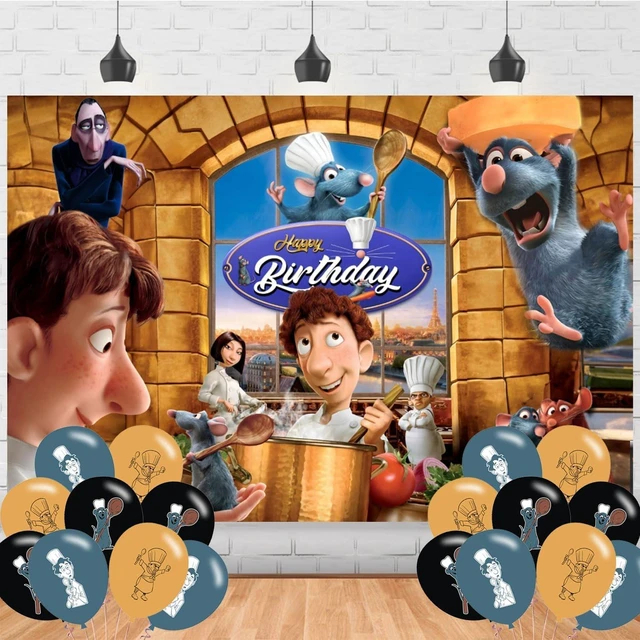 Main image of Ratat_ouille Birthday Backdrop,Ratatouille Poster for Cooking Theme Party Decorations Birthday Supplies Background Studio Shoot Photo Props