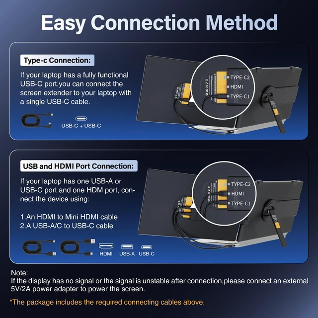 Alt view image 3 of 7 - Laptop Screen Extender, 14" FHD 1080P IPS Detachable Portable Monitor HDMI/USB-C Plug & play for 13-17" Laptops, Ultra-Slim Dual Monitor Landscape & Portrait Modes for Windows/Mac/Android