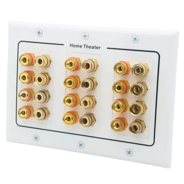 Alt view image 2 of 4 - 12 Speaker Wall Plate, Home Theater Wall Plate, Gold Plated Binding Posts, Speaker Wall Plates, for Home Theater Wall Speaker Plate Setup