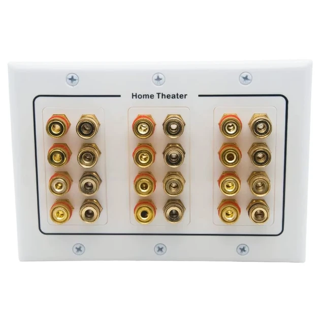 Alt view image 3 of 4 - 12 Speaker Wall Plate, Home Theater Wall Plate, Gold Plated Binding Posts, Speaker Wall Plates, for Home Theater Wall Speaker Plate Setup