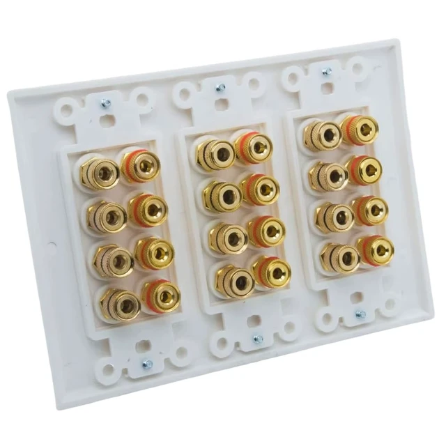 Alt view image 4 of 4 - 12 Speaker Wall Plate, Home Theater Wall Plate, Gold Plated Binding Posts, Speaker Wall Plates, for Home Theater Wall Speaker Plate Setup