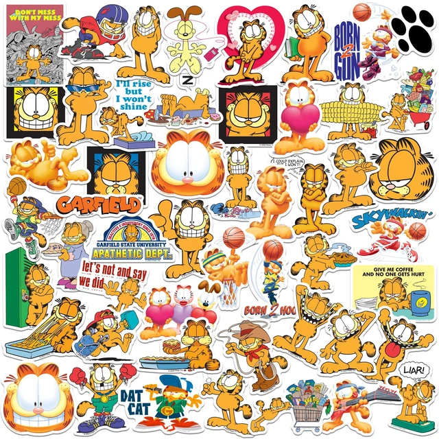 Main image of Garfield Variety 50ct Die Cut Vinyl Stickers, Tablet, Indoor & Outdoor Use Officially Licensed Garfield Stickers Great for Water Bottles, Skateboards, Luggage, Laptops, Bumpers & Cars