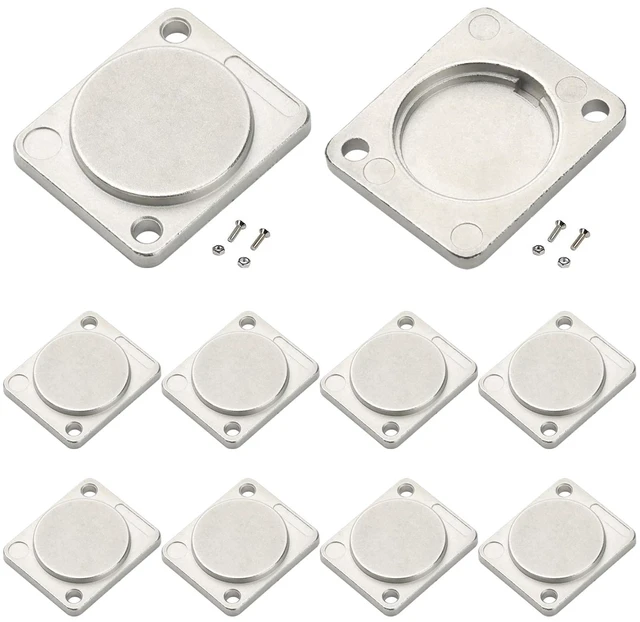 Main image of 10PCS Panel-Mount Blank Plate, Zinc Alloy Rack Mount Plate D-size Flange Plate,For Audio Setups/Chassis connectors/XLR Connectors,With Mount Screws