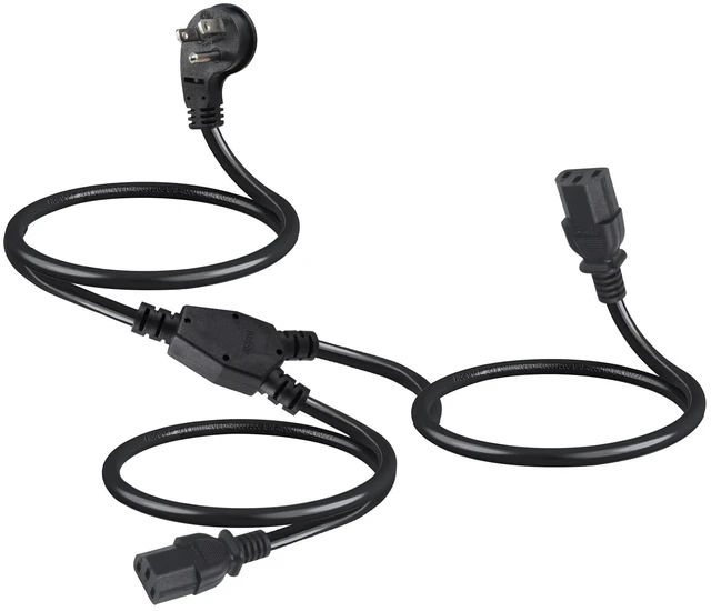 Main image of Computer Power Cord Splitter, 3FT Flat Plug NEMA 5-15P to 2X IEC60320 C13 Female 2 Ways Outlet AC Power Cord, SJT 16AWG Universal Laptop 3 Prong Power Cable, Spliiter for Monitor/TV/Printer