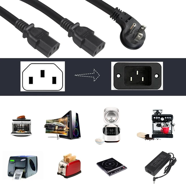 Alt view image 4 of 7 - Computer Power Cord Splitter, 3FT Flat Plug NEMA 5-15P to 2X IEC60320 C13 Female 2 Ways Outlet AC Power Cord, SJT 16AWG Universal Laptop 3 Prong Power Cable, Spliiter for Monitor/TV/Printer