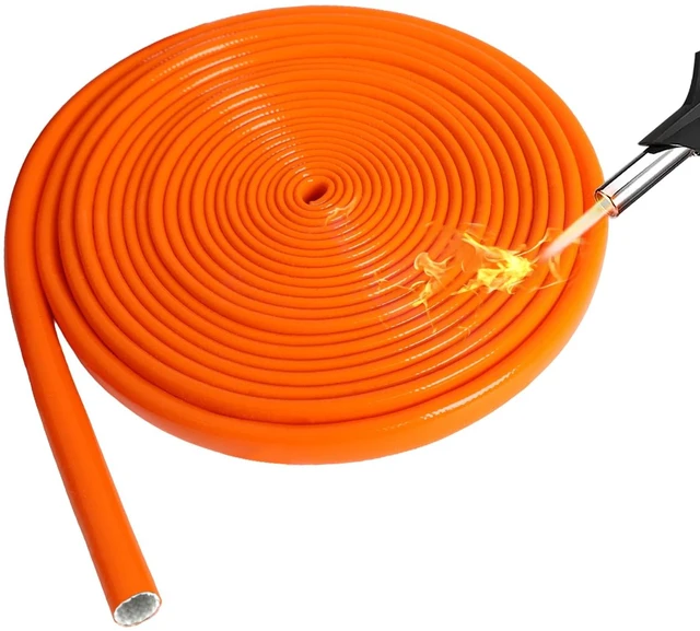 Main image of Silicone Wire Heat Shield Sleeve for Automotive, 3/16" I.D. x10FT, Orange Fireproof silicone fiberglass, high temperature wire heat shield sleeve for automotive electroheat component and hose
