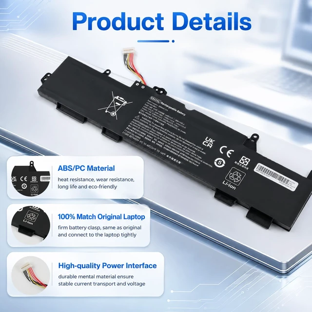 Alt view image 4 of 7 - SS03XL 933321-855 Battery for Hp EliteBook 840 G5 G6 EliteBook 11.55V 50Wh Battery for 730 735 740 745 830 846 ZBook 14U HSN-I12C HSN-I13C-4 HSTNN-LB8G 932823-421 933321-852