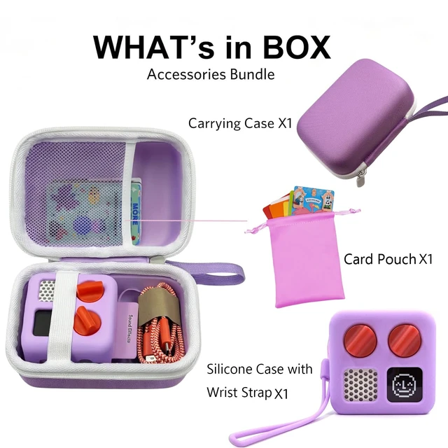 Alt view image 2 of 7 - Hard Carrying Case and Silicone Cover for Yoto Mini, Protective Travel Carrier for Kids and Adventure Jacket with Card Pouch 3 in 1 Accessories Set for Yoto Mini Player, Lavender
