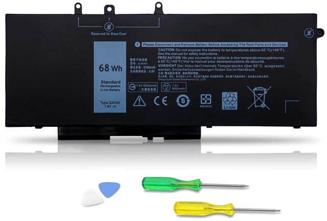 Main image of 68Wh GJKNX Laptop Battery Replacement for Dell Latitude 5480 5580 5490 5590 5491 5591 5280 5288 5488 5495 E5480 E5580 E5490 E5590 Precision 15 3520 3530 Series GD1JP 0GD1JP DY9NT 5YHR4 451-BBZG 7.6V