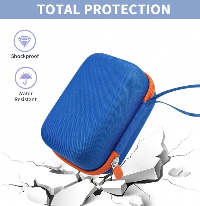 Alt view image 5 of 7 - Hard Carrying Case and Silicone Cover for Yoto Mini, Protective Travel Carrier for Kids and Adventure Jacket with Card Pouch 3 in 1 Accessories Set for Yoto Mini Player, Blue