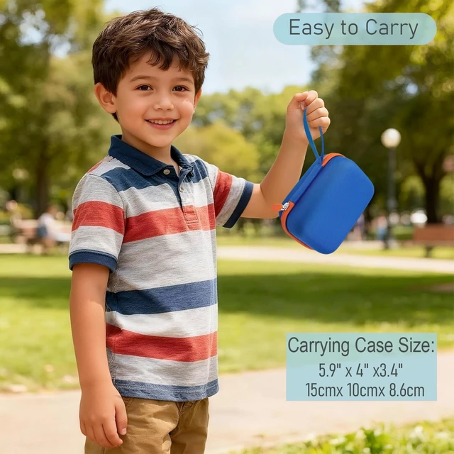 Alt view image 7 of 7 - Hard Carrying Case and Silicone Cover for Yoto Mini, Protective Travel Carrier for Kids and Adventure Jacket with Card Pouch 3 in 1 Accessories Set for Yoto Mini Player, Blue