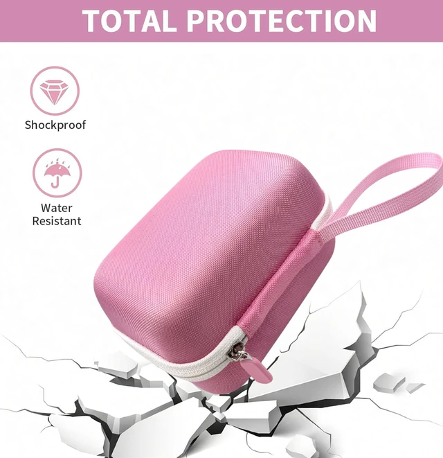 Alt view image 4 of 7 - Hard Carrying Case and Silicone Cover for Yoto Mini, Protective Travel Carrier for Kids and Adventure Jacket with Card Pouch 3 in 1 Accessories Set for Yoto Mini Player, Pink