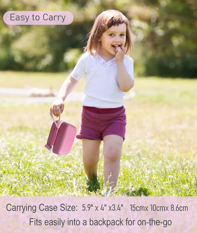 Alt view image 7 of 7 - Hard Carrying Case and Silicone Cover for Yoto Mini, Protective Travel Carrier for Kids and Adventure Jacket with Card Pouch 3 in 1 Accessories Set for Yoto Mini Player, Pink