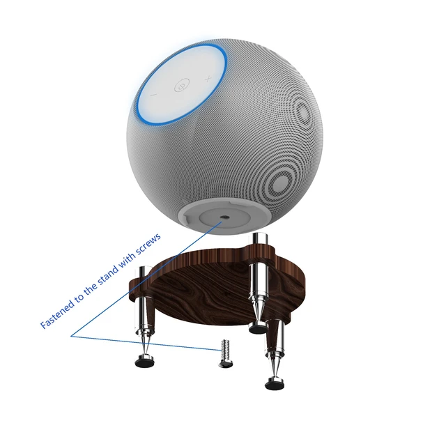Alt view image 3 of 6 - Stand for 2025 new Studio smart Speaker, Shock Absorber Spikes for new Studio 2025 (Wood with Silver Metallic feet)