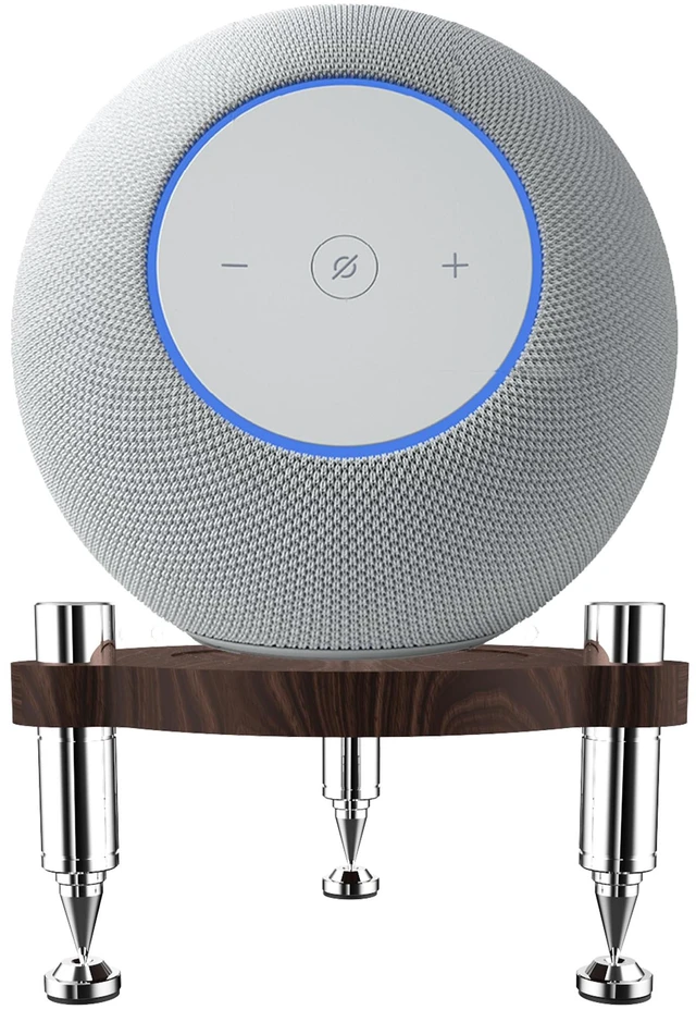 Main image of Stand for 2025 new Studio smart Speaker, Shock Absorber Spikes for new Studio 2025 (Wood with Silver Metallic feet)
