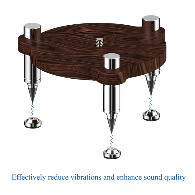 Alt view image 5 of 6 - Stand for 2025 new Studio smart Speaker, Shock Absorber Spikes for new Studio 2025 (Wood with Silver Metallic feet)