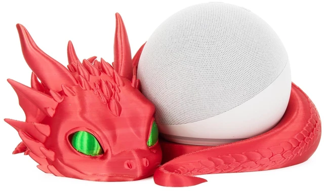 Main image of Dragon Stand for Echo Dot 4th/5th Gen, 3D Printed Dragon Echo Desktop Speakers, Holder for Echo Dot 5th Gen Echo Dot 4th Gen, Made in USA (Red)