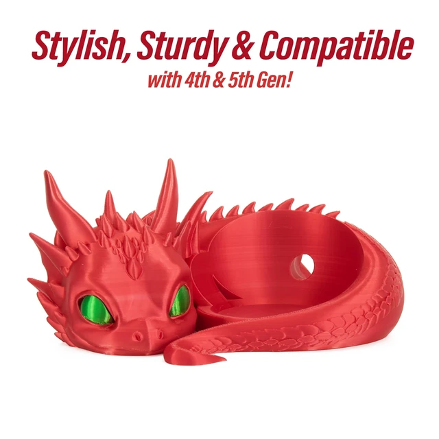 Alt view image 2 of 7 - Dragon Stand for Echo Dot 4th/5th Gen, 3D Printed Dragon Echo Desktop Speakers, Holder for Echo Dot 5th Gen Echo Dot 4th Gen, Made in USA (Red)