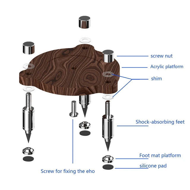 Alt view image 4 of 6 - Stand for 2025 new Studio smart Speaker, Shock Absorber Spikes for new Studio 2025 (Wood with Silver Metallic feet)
