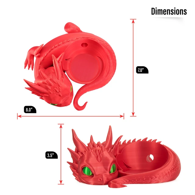 Alt view image 4 of 7 - Dragon Stand for Echo Dot 4th/5th Gen, 3D Printed Dragon Echo Desktop Speakers, Holder for Echo Dot 5th Gen Echo Dot 4th Gen, Made in USA (Red)