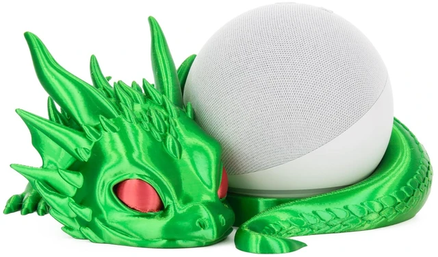 Main image of Dragon Stand for Echo Dot 4th/5th Gen, Green Yellow 3D Printed, Desktop Speakers Holder, Made in USA